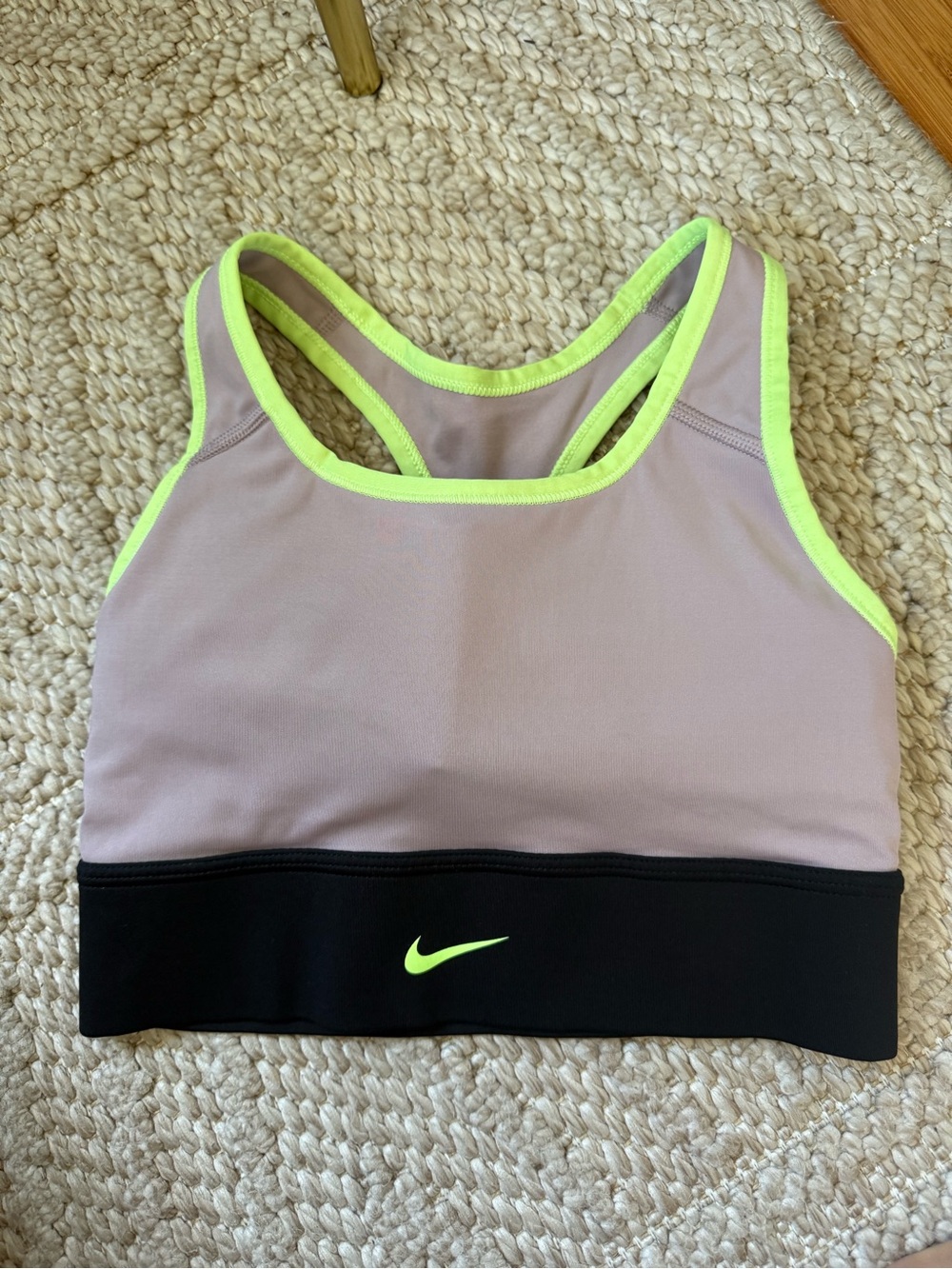 Nike Lavender Sports Bikini Top with Neon Yellow Trim